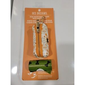 OCS Designs Dog Waste Bag Holder Yellow Floral Print with 2 Rolls Waste Bags